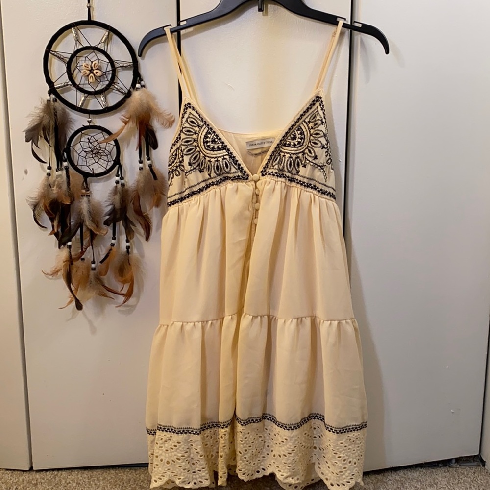 NWT Urban Outfitters Cream Embroidered Dress